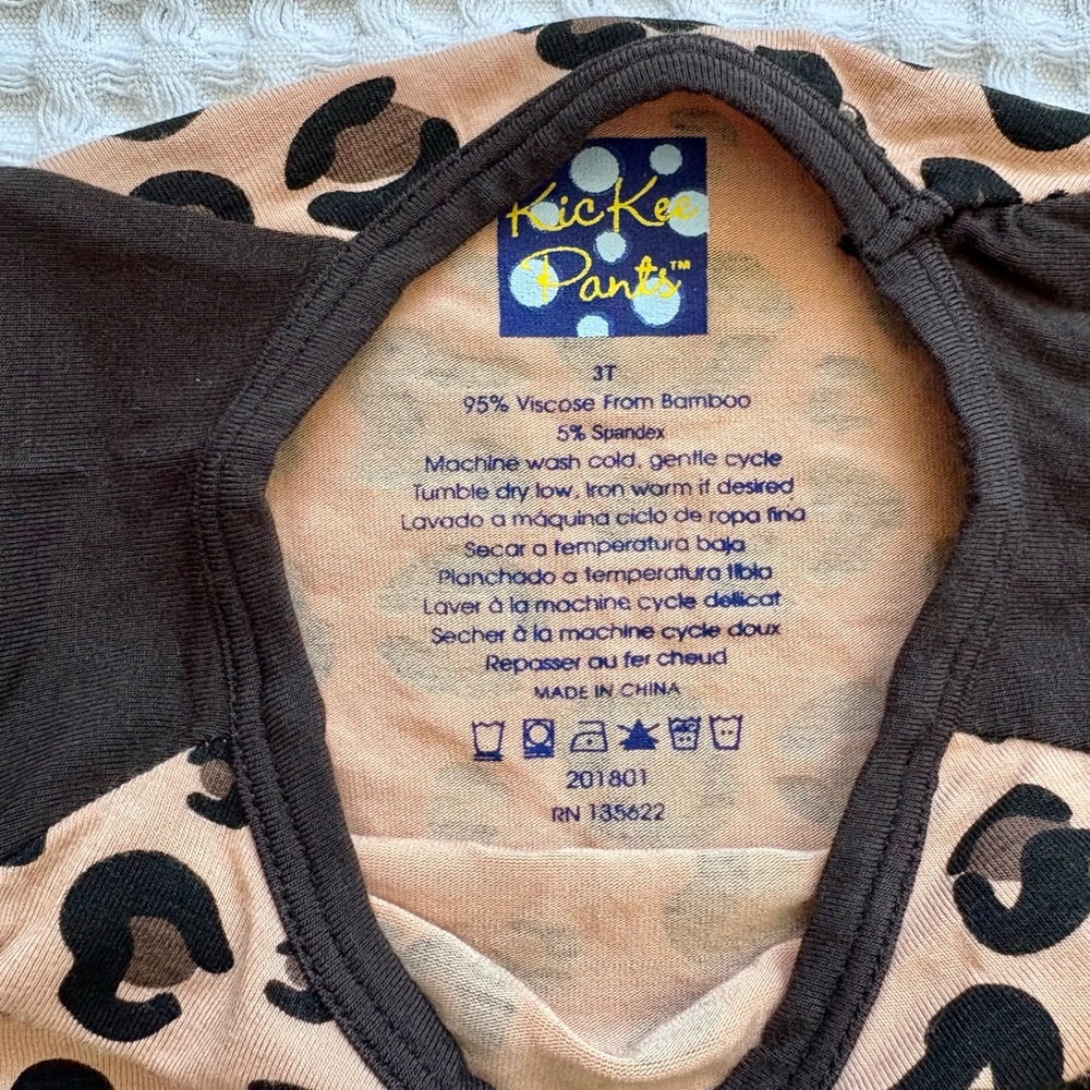 NWT Kickee Pants Bamboo Long-Sleeve Leopard Cheetah Animal Print Raglan Tee - 3T - Picture 2 of 4